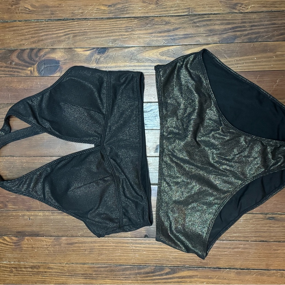 SHEIN Black and Gold Bikini Set